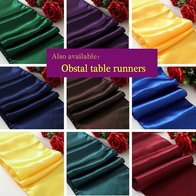Obstal 50 PCS Satin Chair Sashes Bows for Wedding Reception- Universal Chair Cover Back Tie Supplies for Banquet, Party, Hotel Event Decorations