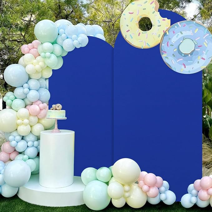 FUHSY Set of 2 Wedding Arch Cover 6FT, 7.2FT Backdrop Cover Arch Spandex Fabric Royal Blue Arch Stand Covers Chiara Arch Covers Stretchy Backdrop for Baby Shower Birthday Graduation Anniversary