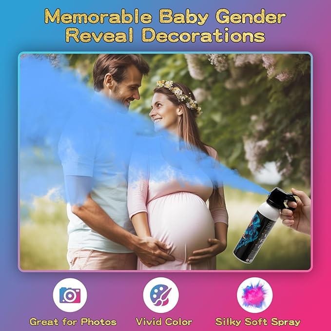 Gender Reveal Fire Extinguisher 2 Pack, Gender Reveal Decor, Baby Girl Reveal Party Ideas 100% Biodegragable for Party Decorations（Blue）