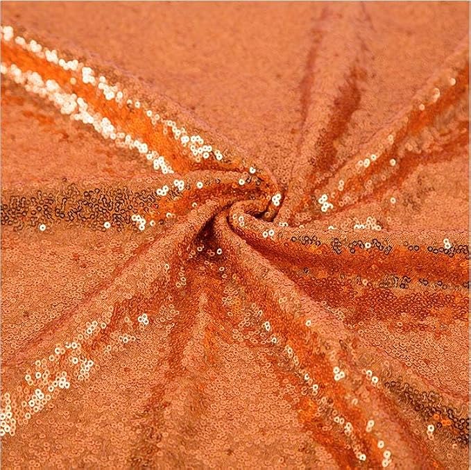 2 Pack Orange Sequin Table Runner 12 x 108 Inch - High Density Sparkly Glitter Table Runners for Thanksgiving Dinner, Halloween Party, Birthday Party, Shimmering Orange Decor