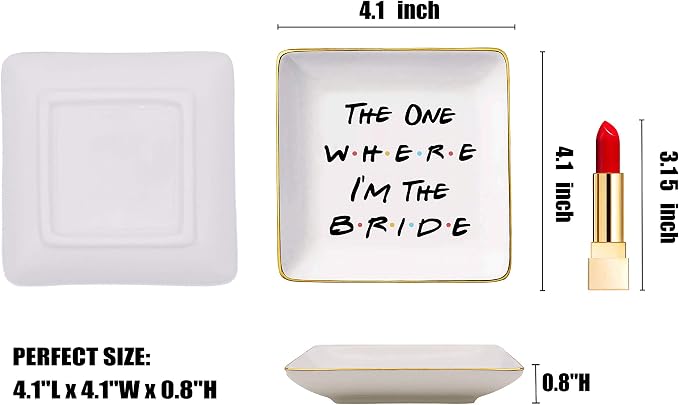 Bride Wedding Jewelry Tray Gift,The One Where Ring Dish,I'm the Bride,Engagement Gift,Bridal to Be,Newly Engaged,Bridal Shower Present,Bachelorette Party Present-Friends TV Show-Trinket Holder