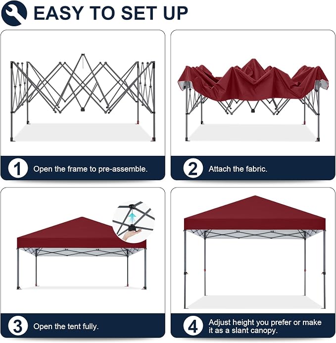 COOSHADE Durable Easy Pop Up Canopy Tent 10x10Ft, Burgundy