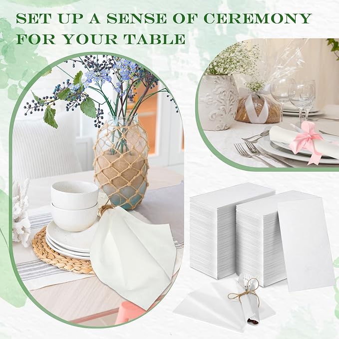 Colarr 2000 Pcs Paper Hand Towels Bathroom Guest Towels, 12" x 17" Disposable Paper Napkins Guest Decorative Dinner Hand Napkin for Wedding Holiday Cocktail Party (White)