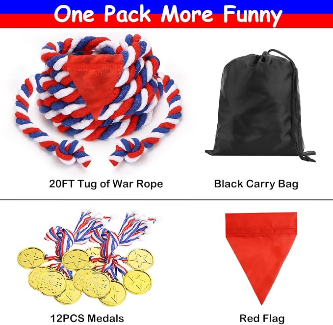 JHkim Outdoor Games for Kids and Adults, Tug of War Rope Outside Team Building Activities, Summer Backyard Lawn Yard Games Carnival Games Family Reunion Birthday Party Camping Picnic Outdoor Games