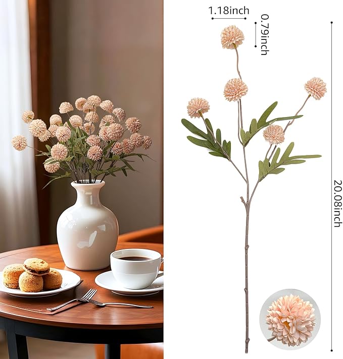 Fake Flowers, 10 Pack Bundles 50 Blossoms Artificial Flowers Perfect for Living Room Decor, Elegant Table Centerpieces & Modern Room Decor Aesthetic, Pink