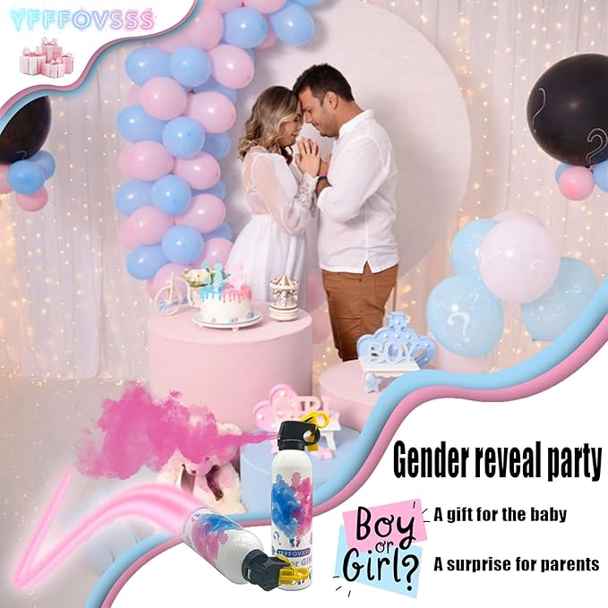 Gender Reveal Fire Extinguisher-2 Packs Pink Gender Reveal Smoke Spray Set for Baby Girl-Biodegradable Party Supplies Ideas & Decorations for Baby Shower (Pink Large)