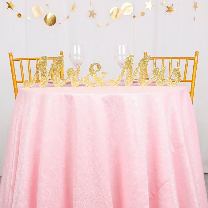 ShiDianYi Sequin Tablecloth Round 72-Inch Pink Table Cloths Glitter Sequence Tablecloth Overlay Baby Pink Round Table Cover for Wedding/Birthday Cake Decor