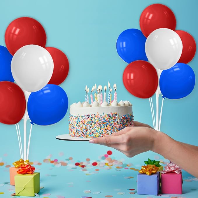 ZJDHPTY 4Set Red White and Blue Balloon Stand Patriotic Decorations | Balloon Centerpieces for 4th of July Memorial Day Labor Day Election Event Party Decor