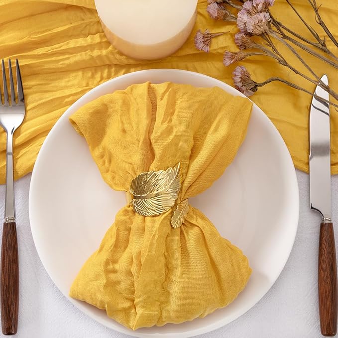 20 Pack Gold Cheesecloth Napkins Cloth Washable Spring Summer Cloth Napkins Set of 20 Bulk 21x21 Inches for Wedding Baby Bridal Shower Birthday Dinner Party Home Table Decor