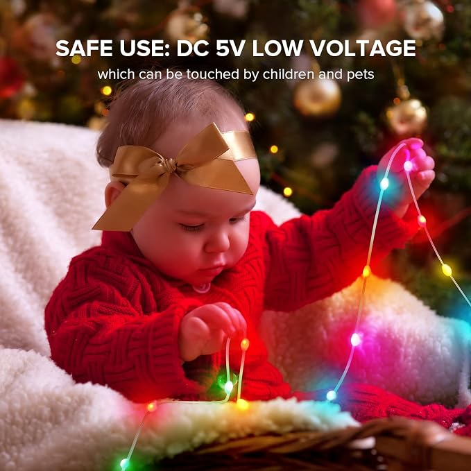 BTF-LIGHTING WS2812B IC RGB Pebble Pixel Light Seed String Roll Individual Addressable Chasing Color Smart Fairy String Light PVC Wire 32.8FT 100LED DC5V for Christmas Decor(No Adapter or Controller)