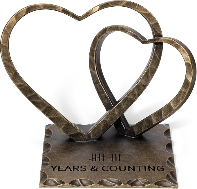 Vastsea 8 Year Anniversary Bronze Gifts - 8th Anniversary Wedding Handcrafted Hearts Sculpture for Her Him Couple Wife Husband, with Card & Gift Box