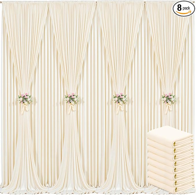 8 Panels Champagne Backdrop Curtain for Baby Shower Wrinkle Free 40ft x 10ft Backdrop Drapes Panels for Parties Wedding Bridal Shower Birthday Photo Photography Fabric Background Decoration