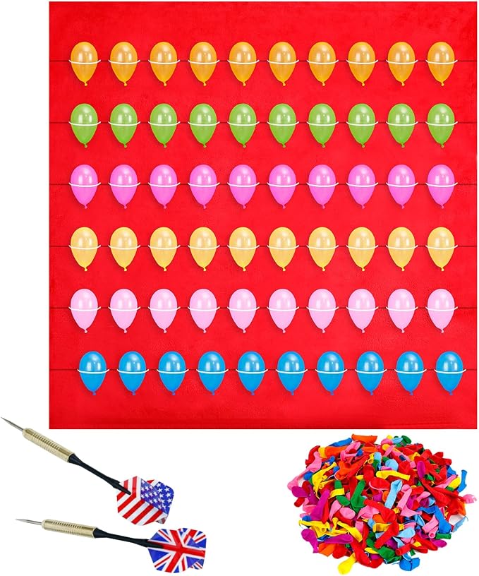 Balloon Dart Board, Carnival Fair Balloon Pop Game, Balloon Dart Game Board Set with 2 Darts & 500 Balloons, Classic Target Game for Birthday Parties, Carnivals