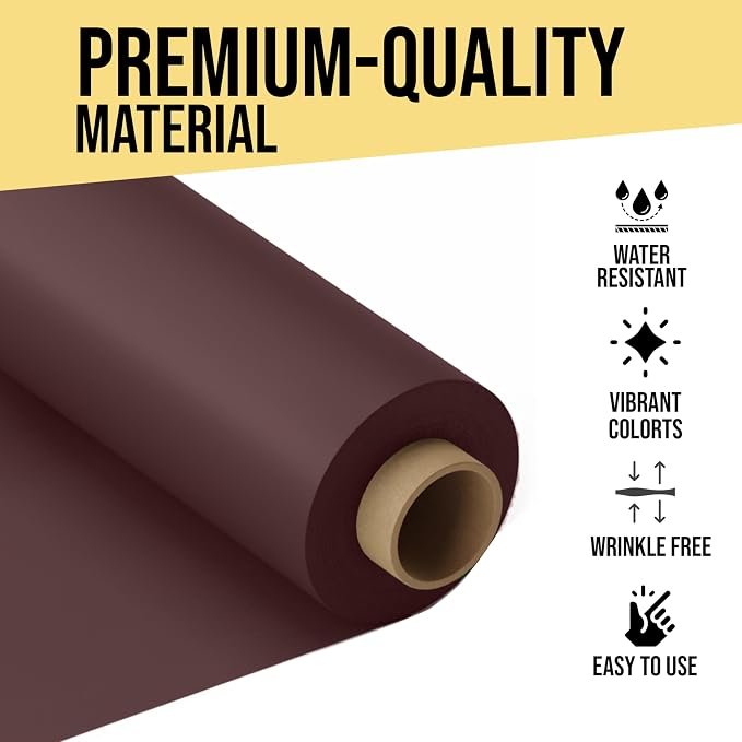 Party Solids 66% Thicker Premium Brown Plastic Table Cover Roll 40" X 300' Table Cloth Plastic Cover Roll Quality Thick Banquet Rolls Disposable Tablecloth Rolls Strong American Based Company