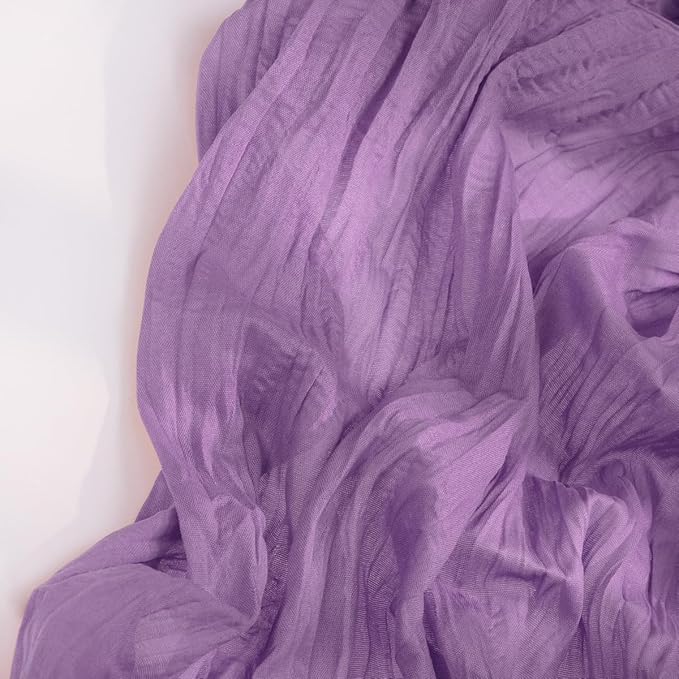 DeZerlor Lavender Purple Cheesecloth Table Runner 4 Pack Spring Easter Table Runners Boho Gauze 120 Inches Cheese Cloth Table Decor for Wedding Bridal Baby Shower Parties