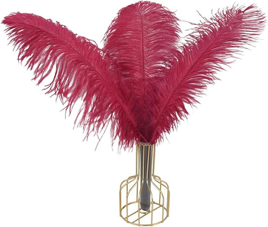 25pcs Natural Ostrich Feather Craft 8-10inch(20-25m) Plume for Wedding Centerpieces Home Decoration DIY(WineRed, 25Pcs 8-10inch)