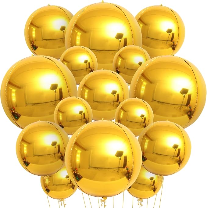 KatchOn, Gold Balloons - 22 Inch, Pack of 14 | Large Foil Metallic Balloons for Gold Party Decorations, Wedding Decorations | Baby Shower, Anniversary, Bachelorette Engagement Birthday Party