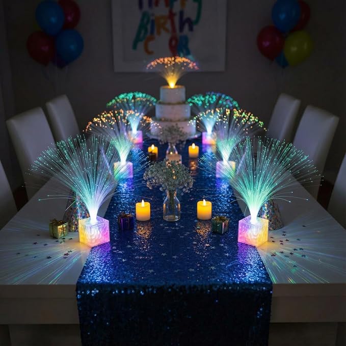 Amylove 16 Pcs Mini Fiber Optic Lamp Bulk LED Light Color Changing Table Centerpiece Glow in The Dark Party Favors Supplies for Wedding Graduation Prom Birthday Disco Dance Decorations (6 Inch,Clear)