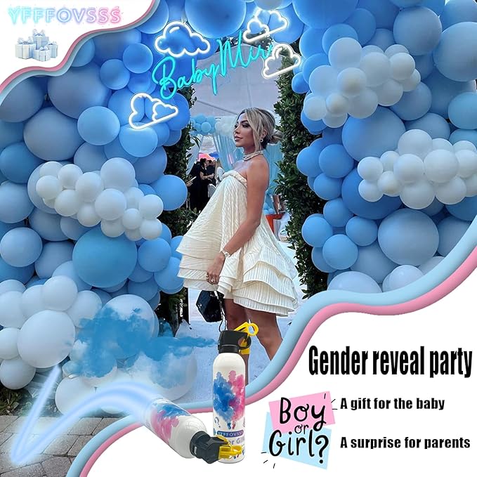 Gender Reveal Fire Extinguisher-2 Packs Blue Gender Reveal Smoke Spray Set for Baby Boy-Biodegradable Party Supplies Ideas & Decorations for Baby Shower (Blue Large)