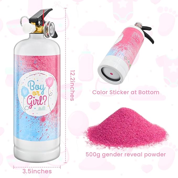 Gender Reveal Fire Extinguisher 2 Pack Giant Boy or Girl Gender Reveal Extinguisher Blue Pink Powder Smoke for Sex Reveal Fire Extinguishers Gender Reveal Ideas Baby Reveal Decorations (2 Pack Pink)