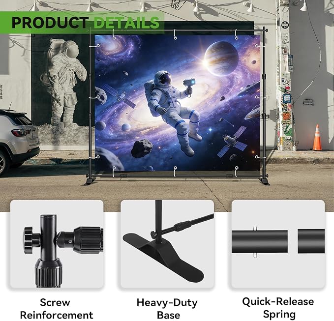 8'x10' Background Stand Backdrop Support System Set- Photo Video Muslin Studio Backdrop Stand with Carry Bag -Adjustable Backdrop Stand for Trade Show, Photography & Video