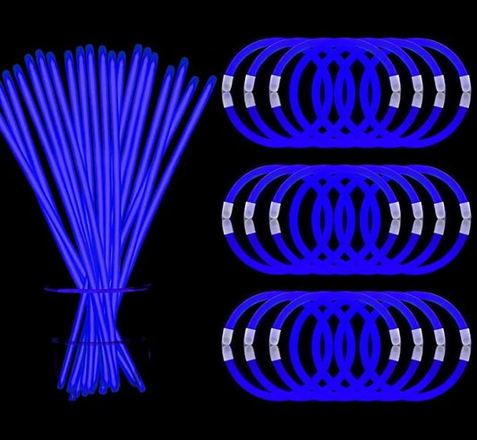 300 PCS Blue Glow Sticks Bulk Glow in the Dark Bracelets and Necklaces 8" Glowsticks with Connectors Light Up Neon Party Favors for New Year Valentine's Day July 4th Wedding Gender Reveal