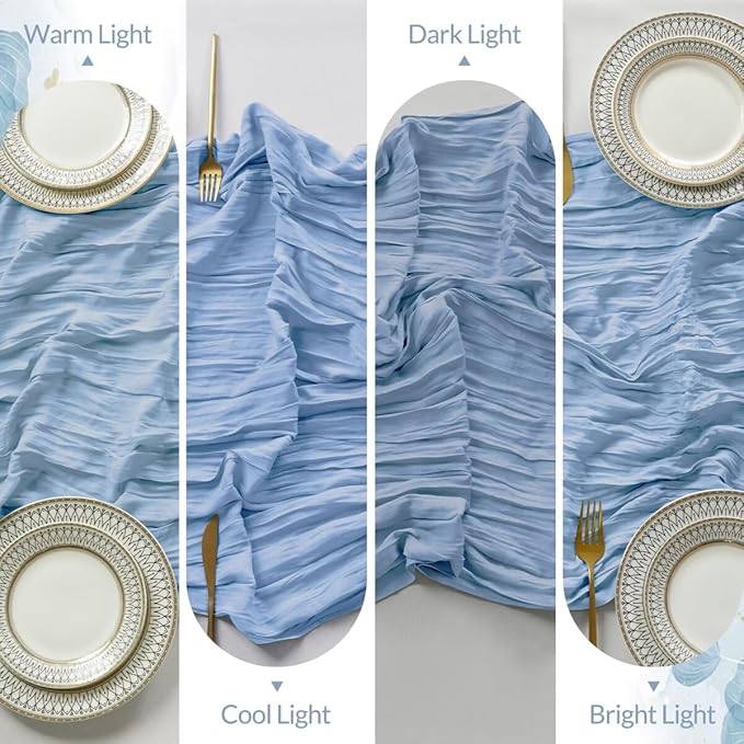 12 Pack Dusty Blue Cheesecloth Table Runner 35"×120" Gauze Fabric Table Runner Rustic Sheer Runner for Wedding Birthday Baby Shower Party Table Decoration Dusty Blue 12 Pack