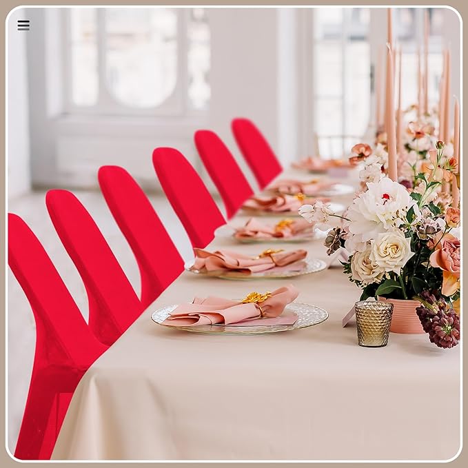 Newwiee 25 Pcs Spandex Chair Covers Bulk - Stretch Folding Flat Front Fitted Universal Chair Protector Pack Removable Washable for Wedding Party Dining Banquet Event (Red)