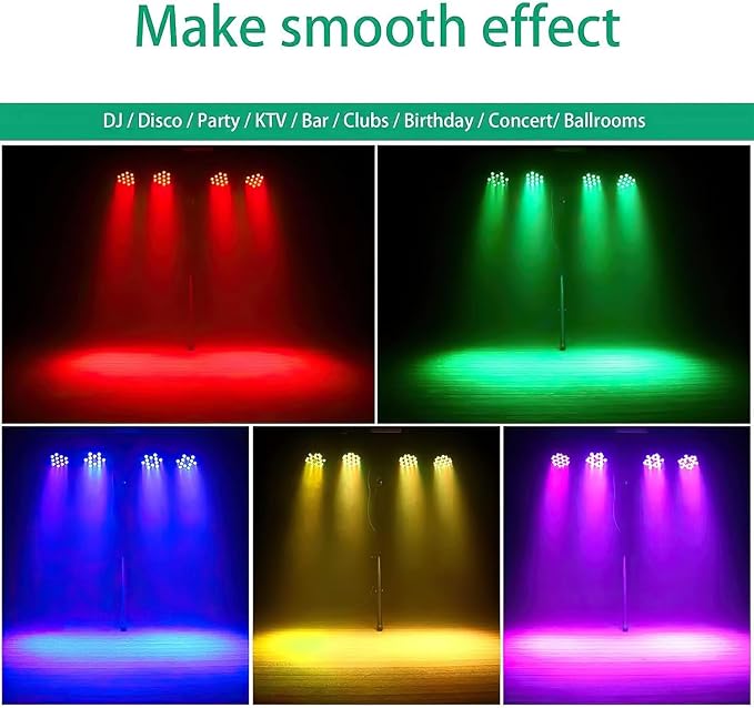 U`King Stage Lights, 36W LED RGB LED Par Lights, 7 Channel Stage Light with DMX Controller Sound Activated, Stage Lighting for Events Birthday Bar Dance Decoration, 16 Packs
