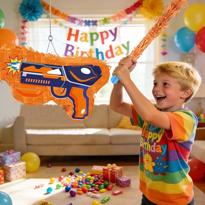 22.5cm x 37cm Dart Piñata for Dart Party Decorations, Gun Piñata Dart Theme Piñata for Dart Battle Birthday Party Supplies Dart War Party Decorations