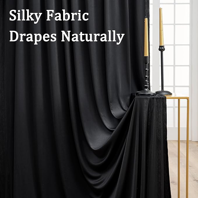 Black Wrinkle Free Black Backdrop Curtains for Parties, Thick Fabric Photo Backdrop Drapes for Birthday Wedding Baby Shower Party Photography Background Backdrop, 10ft x 7ft