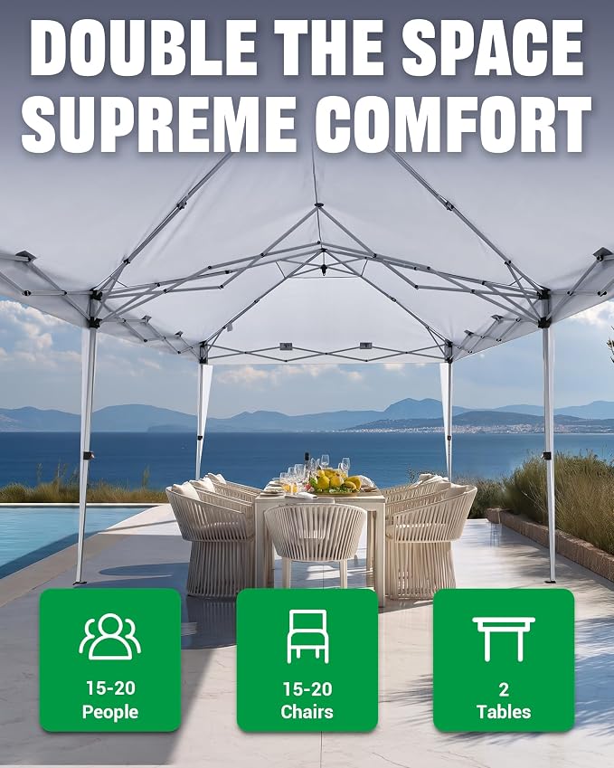Acepic 10x20 Pop Up Canopy with 6 Removable Sidewalls, 2 Central Lock Easy Set-up Outdoor Party Tent, Commercial Tent, Hand Bag x1, Sandbags x4, Stakes x12, Ropes x6 (Black, 10 * 20)