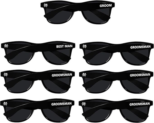 LADY&HOME Bachelor Party 7pcs Wedding Sunglasses for Groom, Best Man, Groomsmen Gifts Wedding Favor