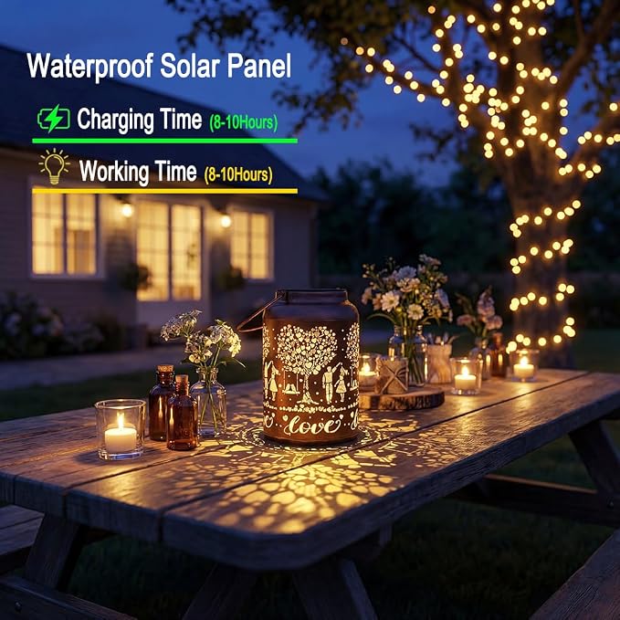 Solar Lanterns Outdoor Garden Decor Gifts for Her Wife Husband Him Couple Ideal Gift for Wedding Romantic Birthday Anniversary Valentines Bridal Shower