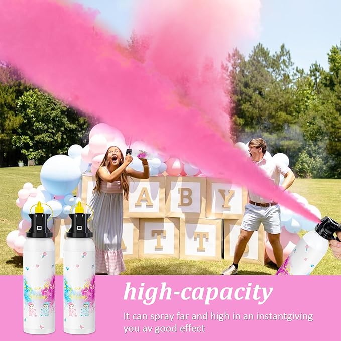 SRG Gender Reveal Fire Extinguisher Color Blaster | 2 Packs Baby Girl Pink Gender Reveal Extinguisher Smoke | Powder for Gender Reveal Decorations & Ideas（Pink）