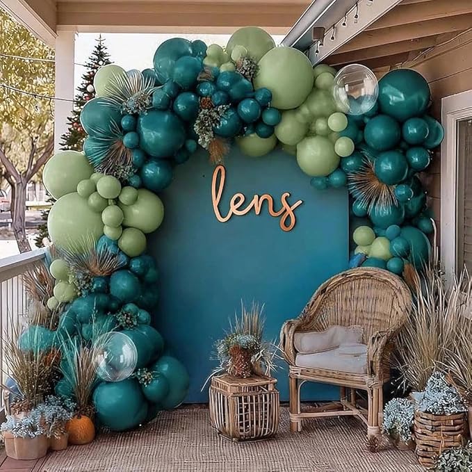 Teal Balloon Garland Arch Kit Double Stuffed, Dark Turquoise Teal-Green Aqua Balloon Different Sizes 18/12/5 Inch for Baby Shower Birthday Wedding Winter New Year Party Decoration