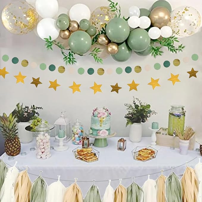 Sage Green Baby Shower Decorations Gender Neutral Baby Shower Decorations Welcome Baby Banner Sage Green Balloons Paper Lanterns Pom Tablecloth Neutral Gender Reveal Birthday Party Supplies