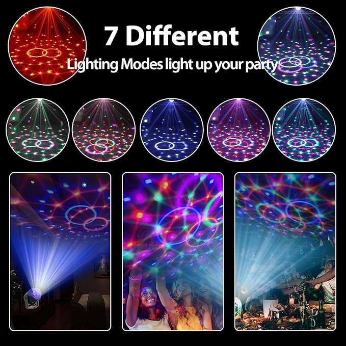 NEQUARE Disco Ball DJ Party Lights Sound Activated with Remote Control Strobe Lamp 7 Modes Stage Light for Home Room Dance Parties Karaoke Halloween Christmas Birthday Decorations[2-Pack]