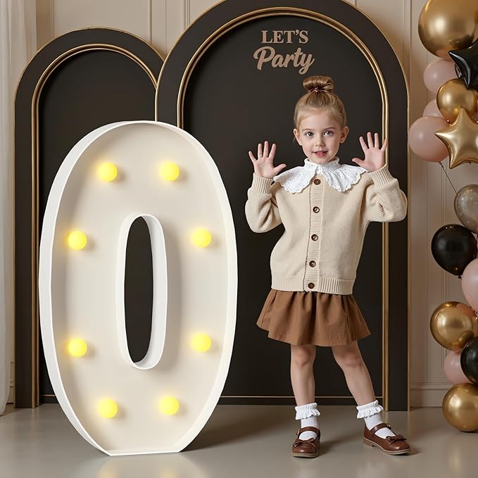 3FT Marquee Numbers, Large Marquee Numbers, DIY Giant Letters for Baby Shower, Birthday Party Backdrop Decor Wedding Engagement Party, Pre-Cut Foam Board Number 0