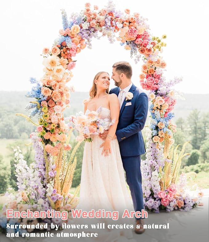 Queension 6FT Metal Wedding Arch Stand for Ceremony, Backdrop Frame With Base for Birthday Party, Baby Shower, Balloon Decorations, Black