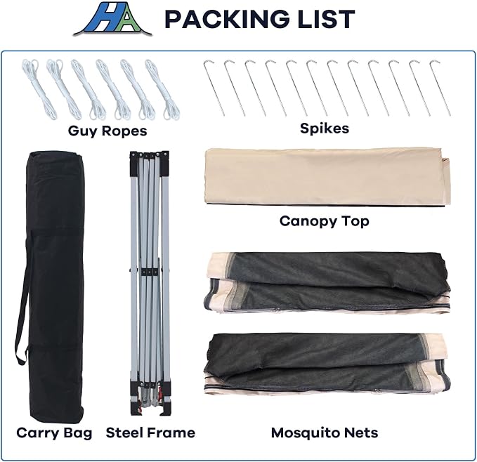 Ez Up 10x10 Pop Up Canopy Tent with Mosquito Netting, Waterproof Portable Instant Outdoor Screen Shelter, Ideal for Camping, Patio, Backyard, Parties and Events,Beige