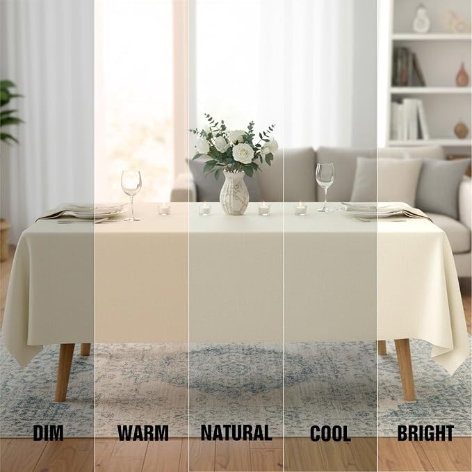 Fixwal 2 Pack Ivory 70 x 120 Inch Rectangle Tablecloths, Reusable Heavy Duty Washable Polyester Table Covers for 6-8 Ft Tables, Wedding, Bridal Shower, Boho Party, Outdoor, Picnic