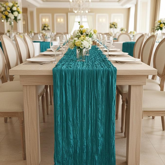 8 Pack Teal Green Cheesecloth Table Runner 120 Inch 10FT Gauze Cheese Cloth for Spring Holiday, Baby Shower, Jungle Theme Party