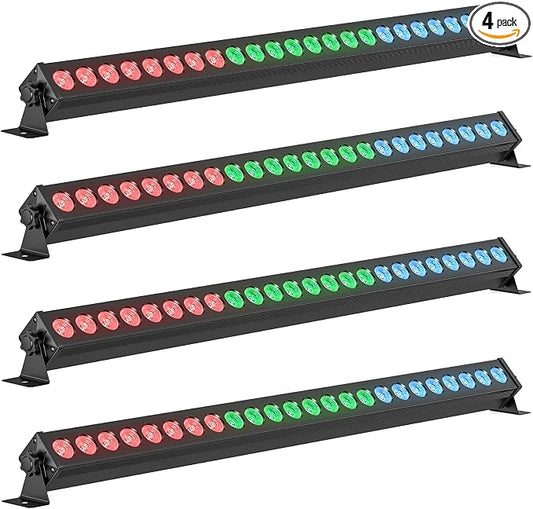 Led Stage Lights Bar,72W 24LEDs RGB Dj Strobe Party Lights Bar 3 in 1 Wall Washer Light Indoor with DMX Control AutoPlay Sound Activated Color Changing for Church Christmas Wedding Dance (4)