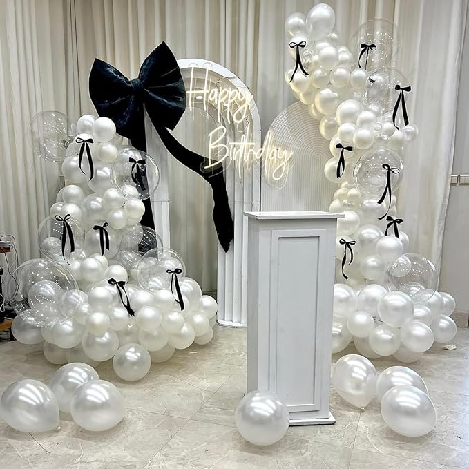 Pearl White Balloons Arch Kit Different Sizes, White Balloons in 18 12 10 5 Inch Pearl White Latex Balloons for Wedding Bridal Shower Graduation Baby Shower Birthday Engagement Anniversary Party Decor