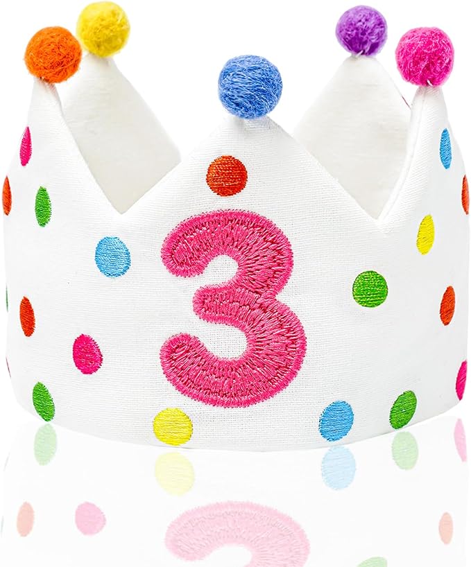 Personalized Hand Embroidered Birthday Hats Unique Happy Birthday Crowns Cute Party Hat for Boy Girl Fit All Ages