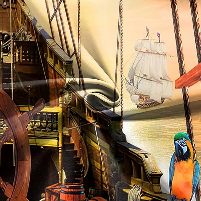 15x10Ft Pirate Ship Backdrop for Photography Nautical Treasure Map Old Wooden Deck Kids Boys Happy Birthday Supplies Baby Shower Decorations Background Banner Photo Studio Booth Props