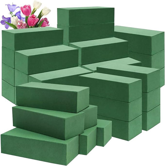 Prashent 72 Pcs Floral Foam Blocks, Green Wet Dry Flower Foam for Fresh & Artificial Flower Arrangements, DIY Craft Supplies for Centerpieces, Bouquets, Wedding & Home Décor (7.8” x 3.5” x 2.4”)