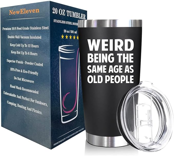 NewEleven Gift For Men, Women - Funny Gag Gifts Ideas For Dad, Mom, Grandpa, Grandma, Husband, Wife, Uncle, Him - 40th 50th 60th 70th 80th Birthday Gifts For Men Women – 20 Oz Tumbler