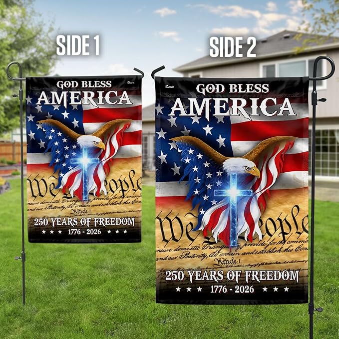 FLAGWIX American 250 Years Patriotic Eagle Flag - Polyester Double-sided Yard Flags For Outside House Flag (29.5" x 39.5") - 4th of July Decorations for Yard Garden Decor Banner, Gifts For Men Women